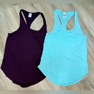 PINK Victoria's Secret Burgundy and Teal racer back tank tops